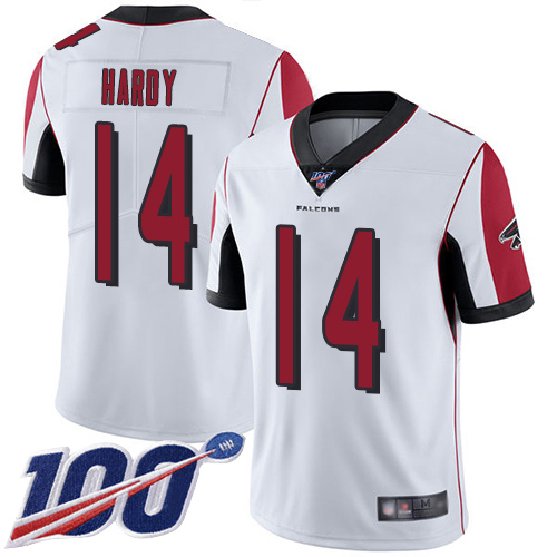 Atlanta Falcons Limited White Men Justin Hardy Road Jersey NFL Football 14 100th Season Vapor Untouchable